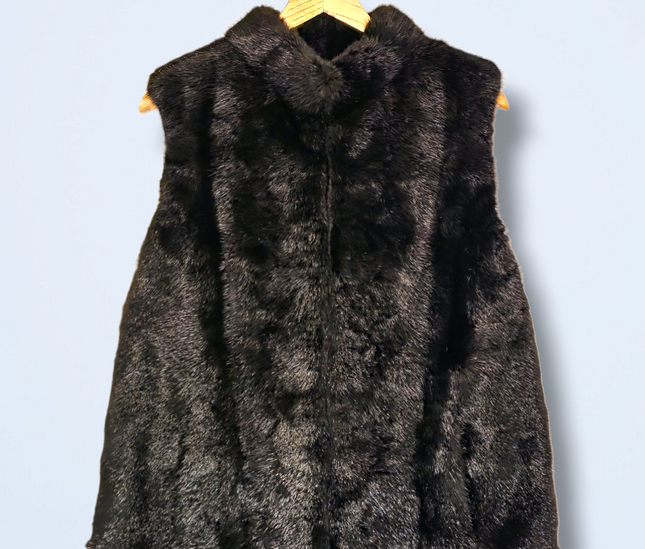 Faux Fur Vintage Hook & Eye Gilet Waist Coat with Pockets
