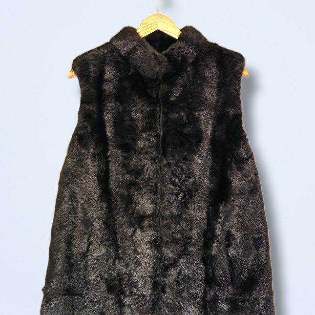 Faux Fur Vintage Hook & Eye Gilet Waist Coat with Pockets