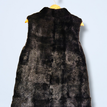 Faux Fur Vintage Hook & Eye Gilet Waist Coat with Pockets