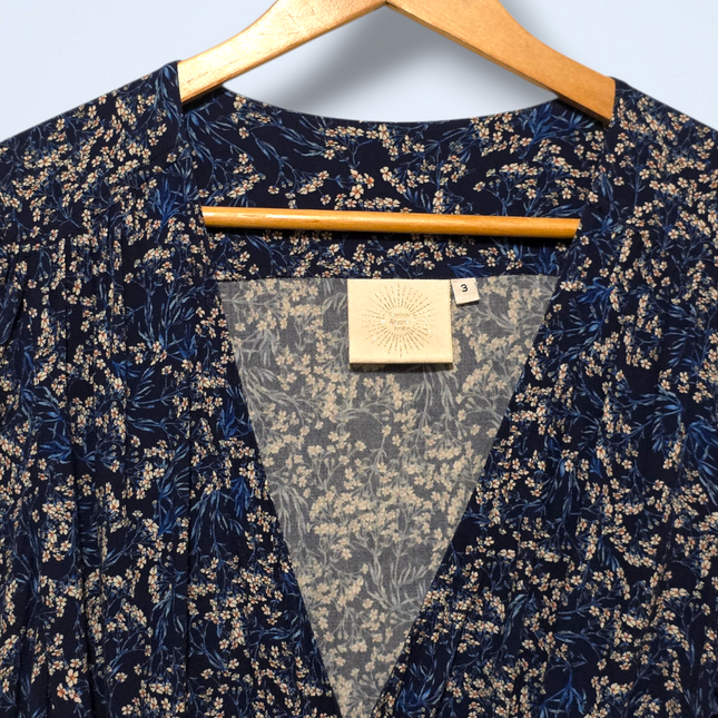 Feather & Bone – Size 3 – Blue & White Floral Wrap Dress