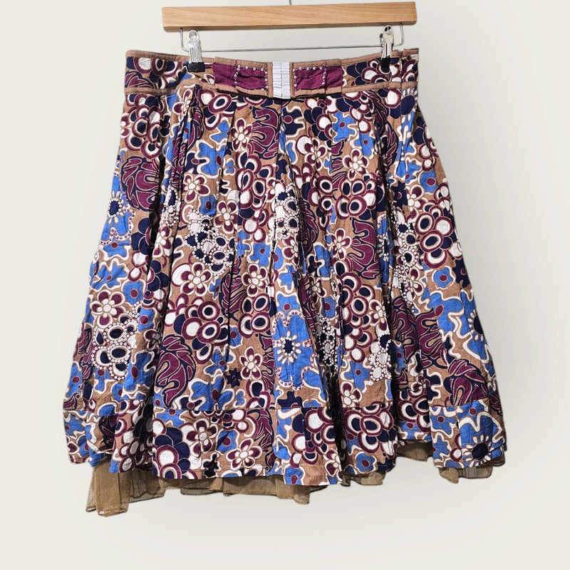 Floral Printed Layered Skirt Y2K River Island UK 16