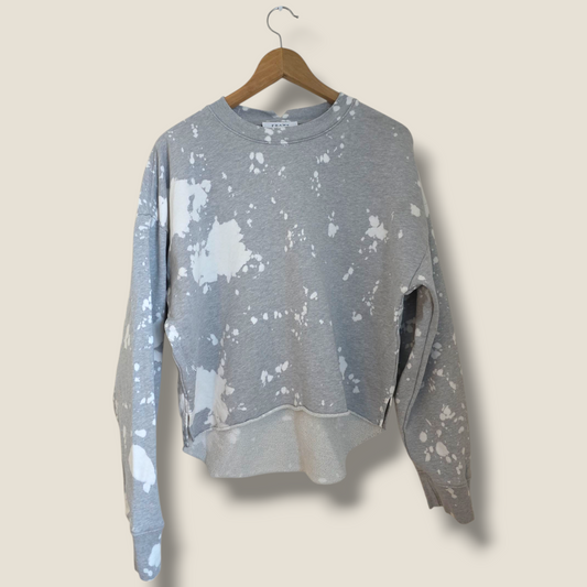 Grey & White Splatter Frame Sweater – Small  - 100% Cotton