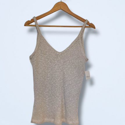 Free People Neutral Cami V-Neck Knitted Finish Size XS