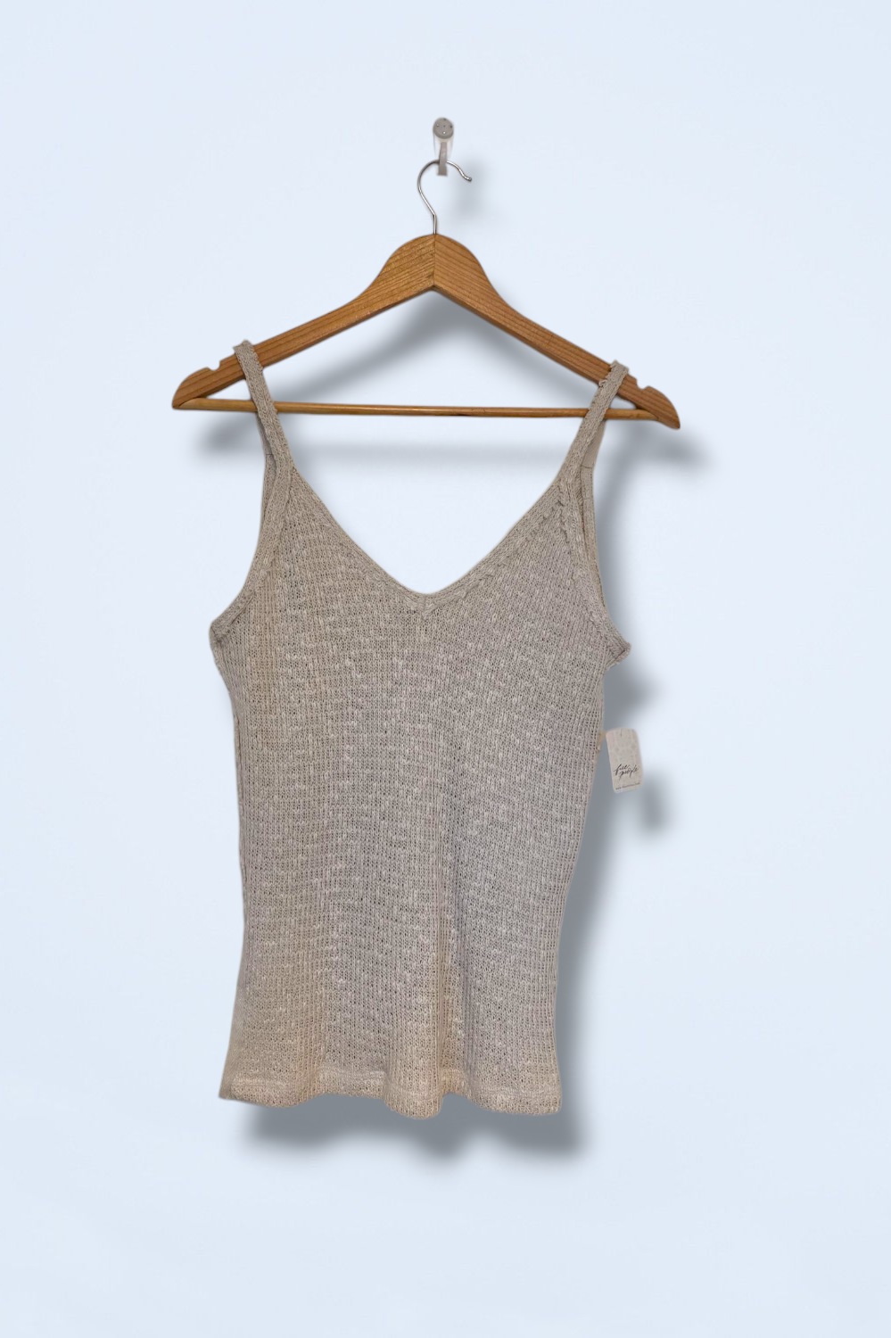 Free People Neutral Cami V-Neck Knitted Finish Size XS