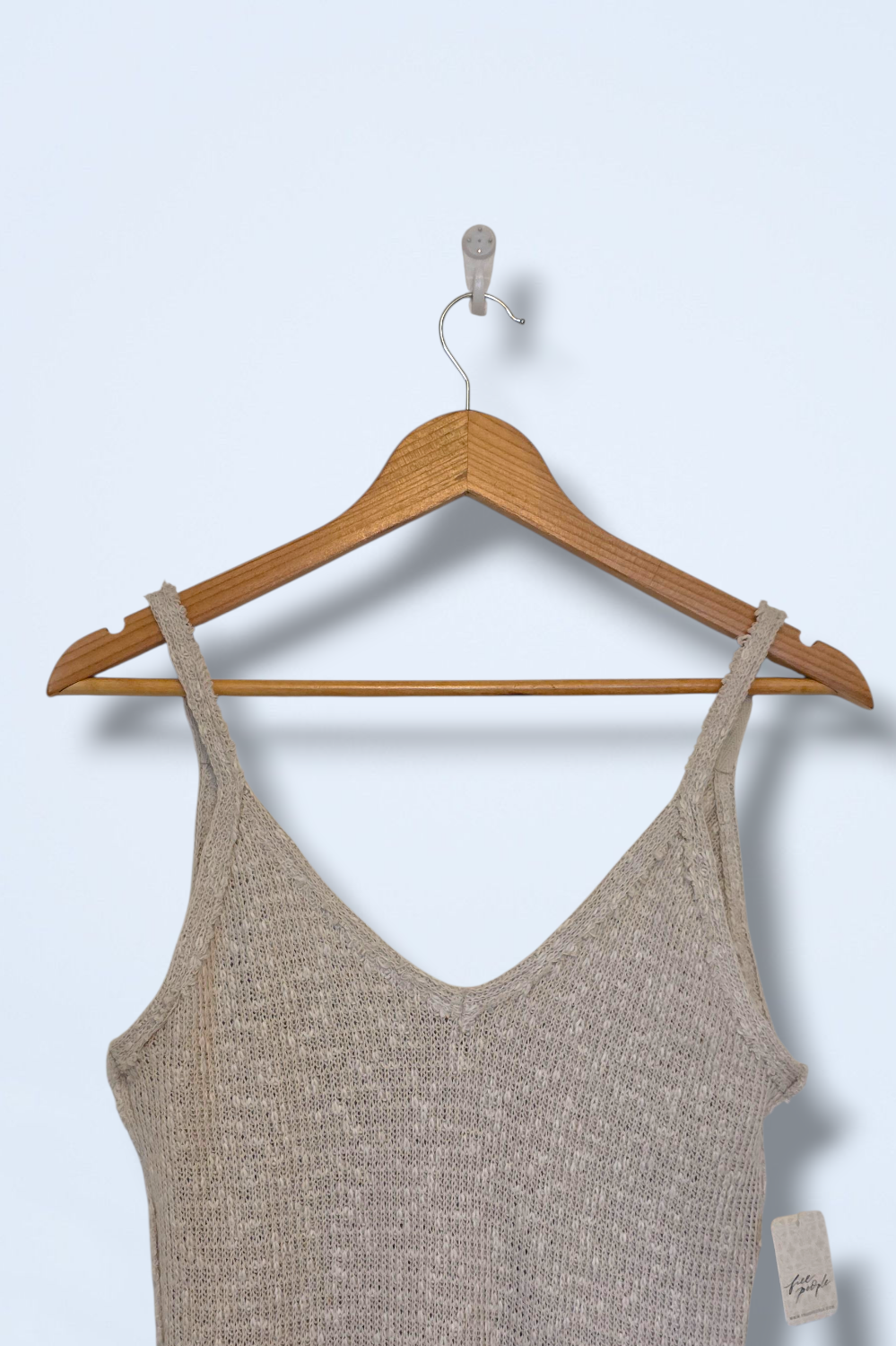 Free People Neutral Cami V-Neck Knitted Finish Size XS
