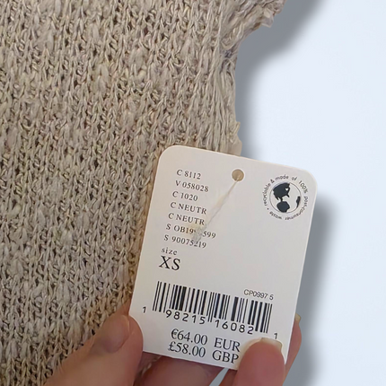 Free People Neutral Cami V-Neck Knitted Finish Size XS