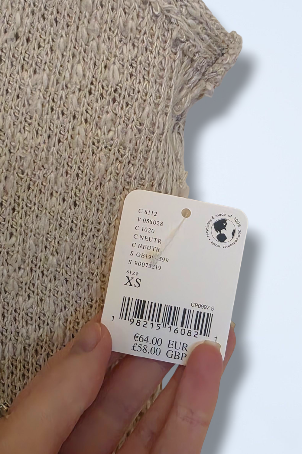 Free People Neutral Cami V-Neck Knitted Finish Size XS