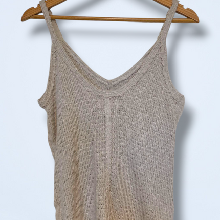 Free People Neutral Cami V-Neck Knitted Finish Size XS