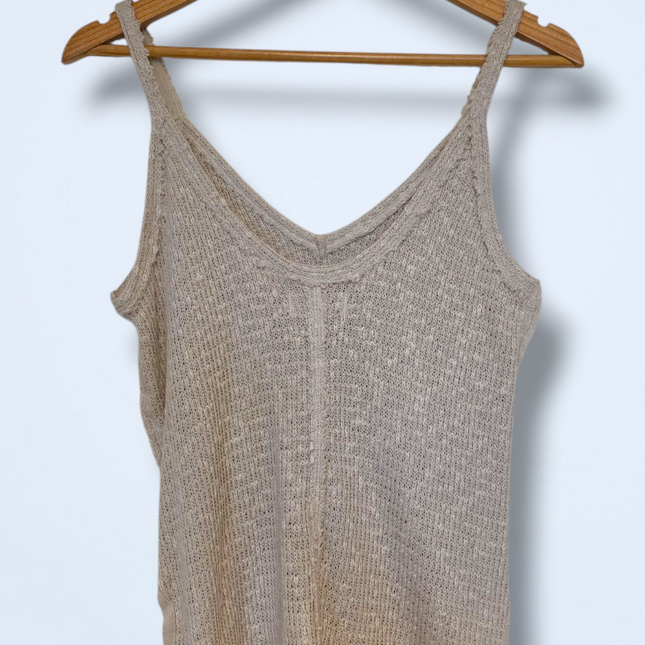 Free People Neutral Cami V-Neck Knitted Finish Size XS