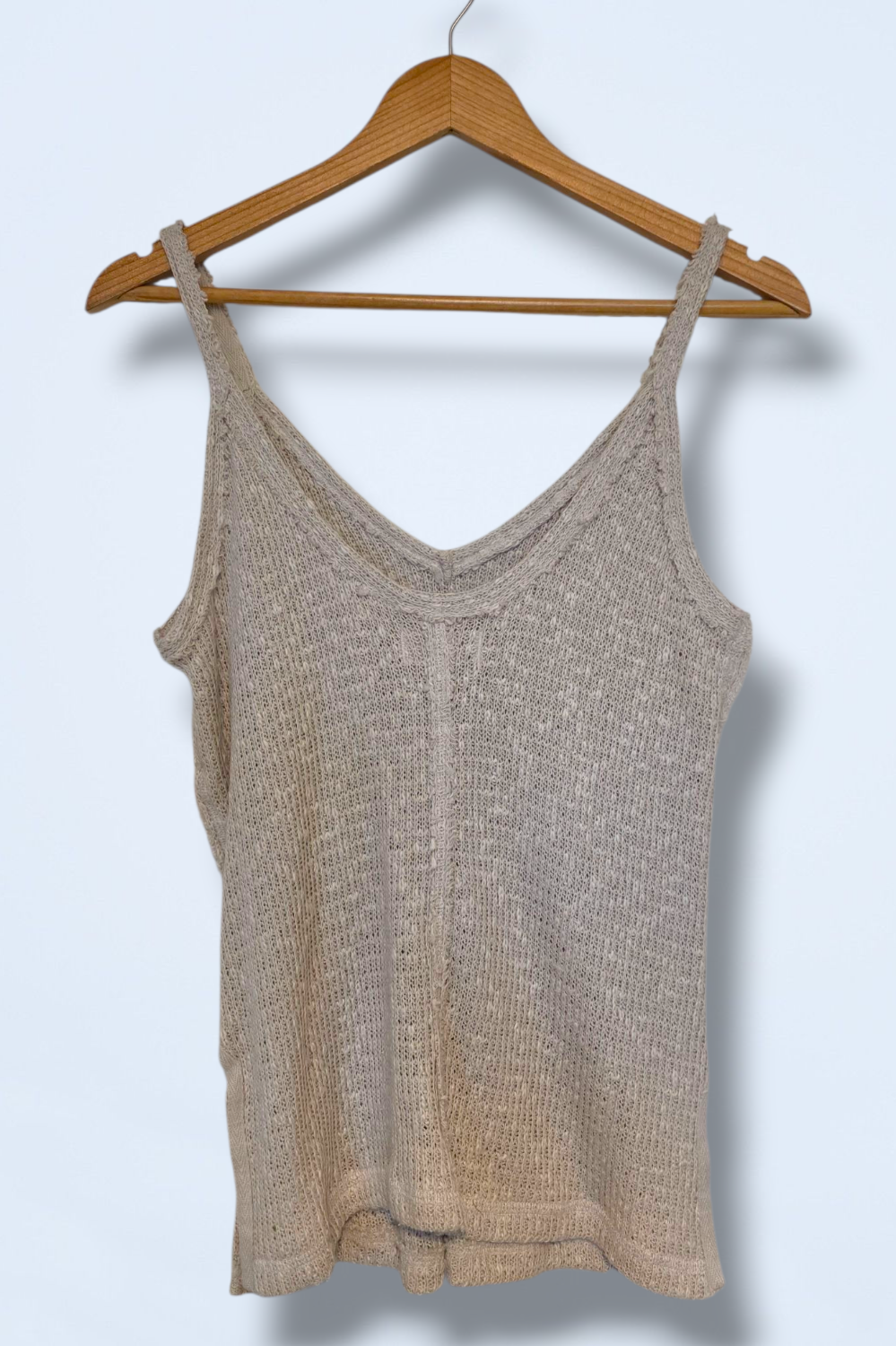 Free People Neutral Cami V-Neck Knitted Finish Size XS