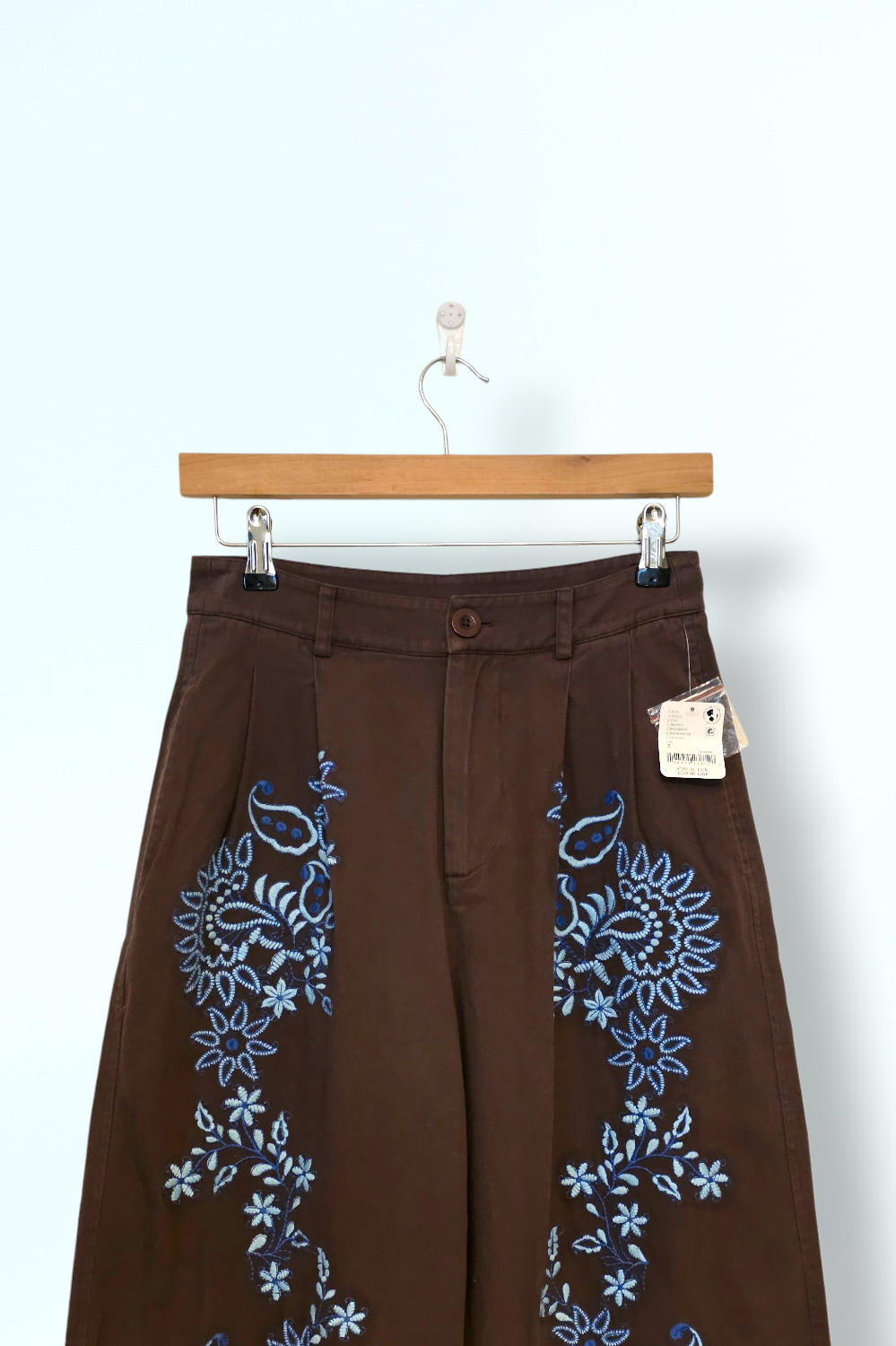 Free People New Marakesh Embroidered Trousers 100% Cotton UK 8