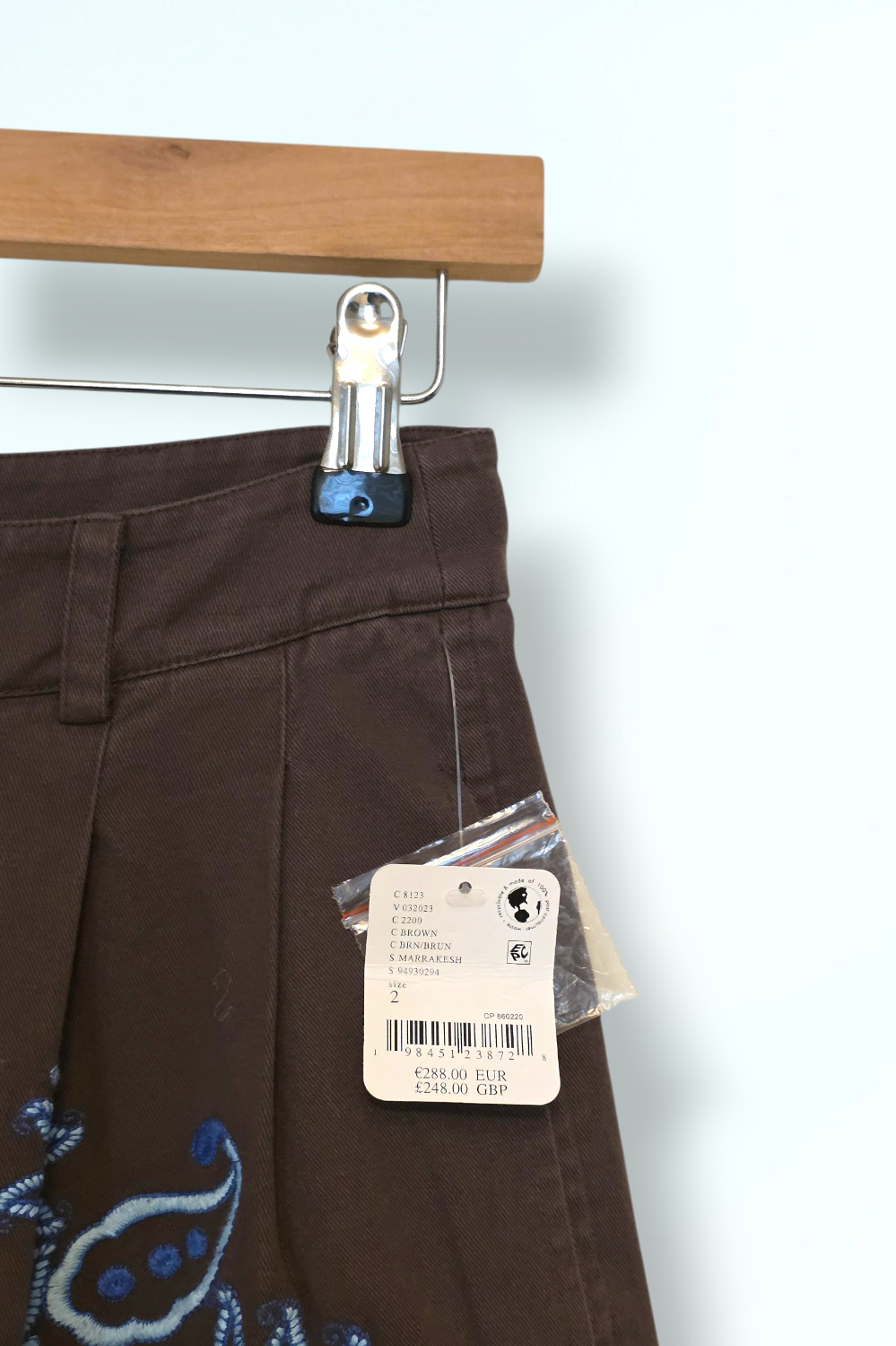 Free People New Marakesh Embroidered Trousers 100% Cotton UK 8