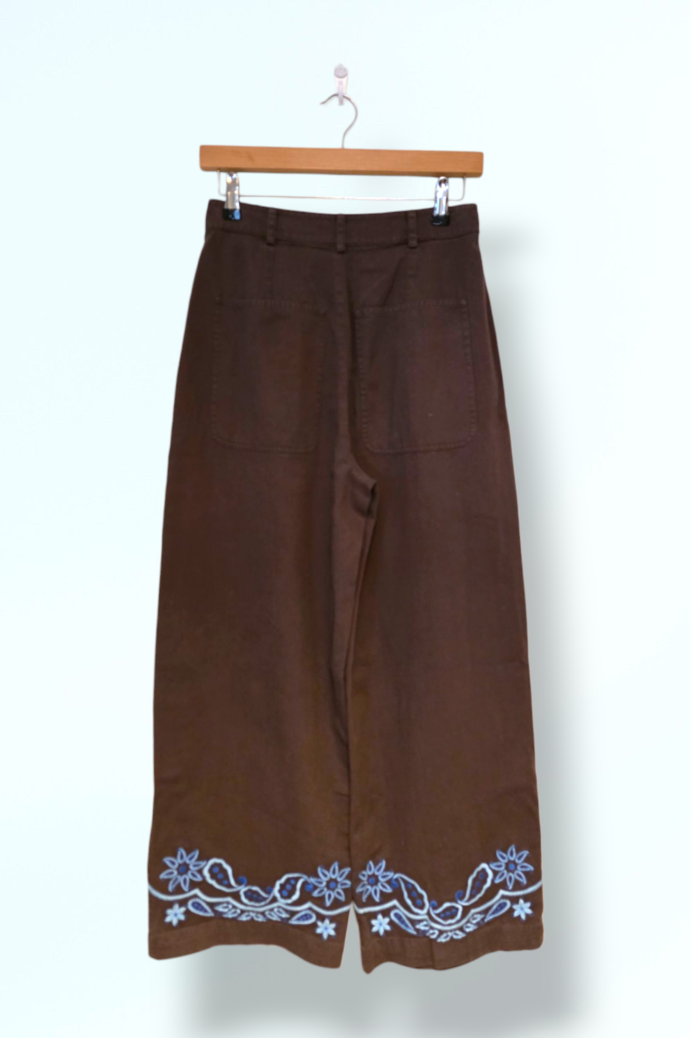 Free People New Marakesh Embroidered Trousers 100% Cotton UK 8