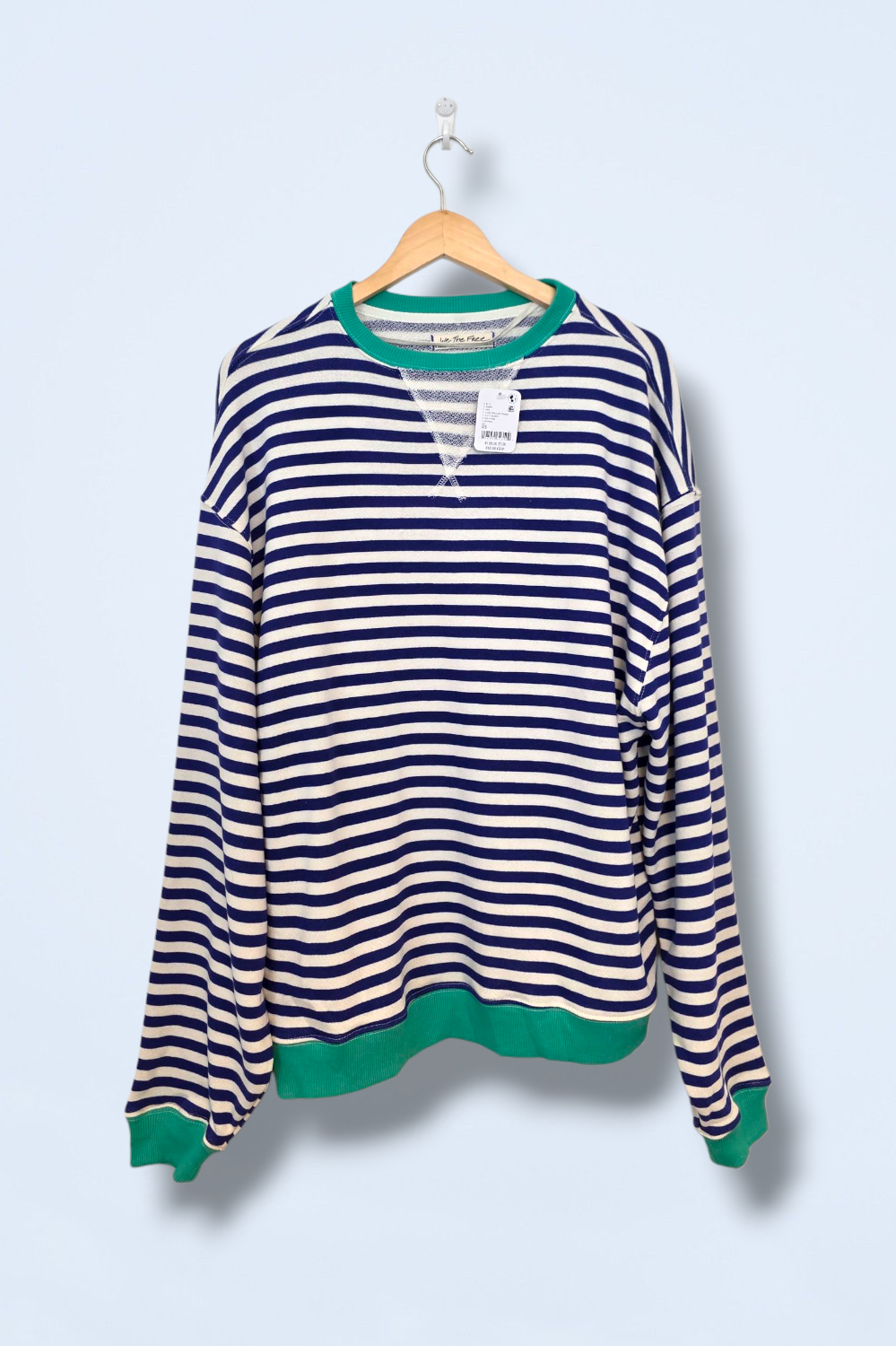 Blue White Green Striped Oversized Jumper Free People XS
