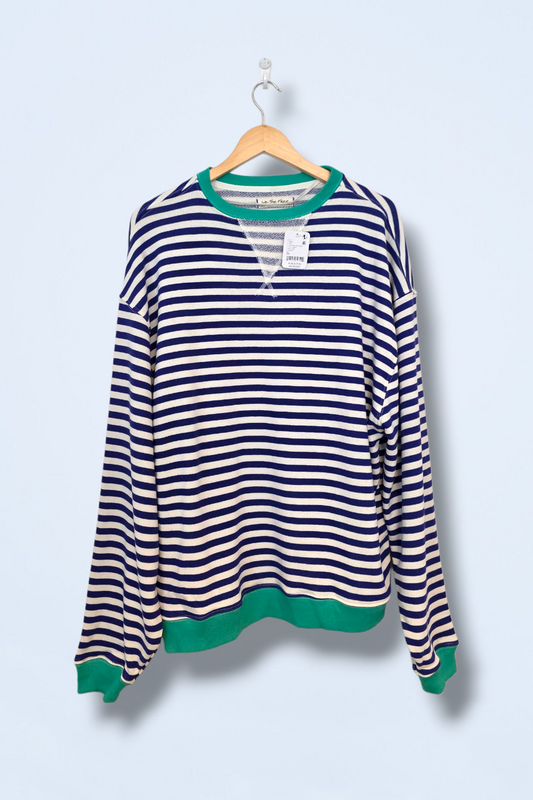 Blue White Green Striped Oversized Jumper Free People XS