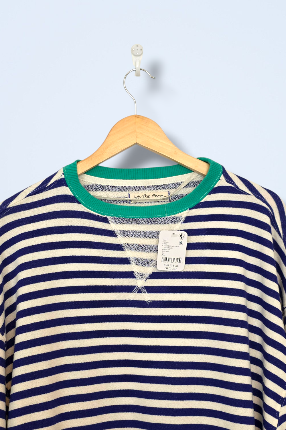 Blue White Green Striped Oversized Jumper Free People XS