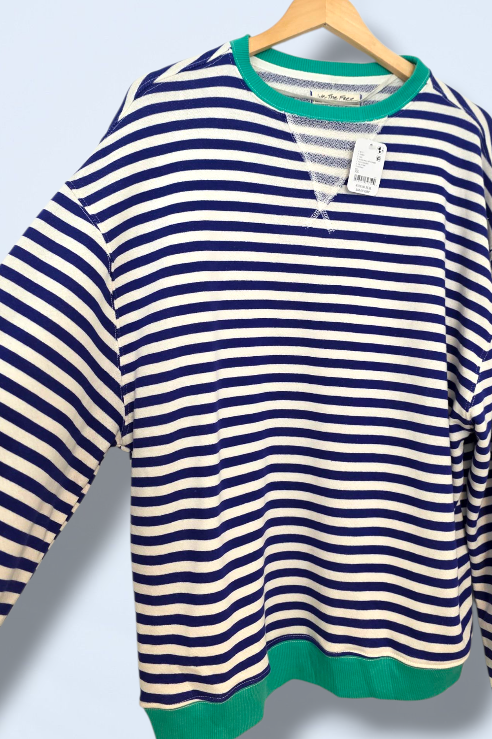 Blue White Green Striped Oversized Jumper Free People XS