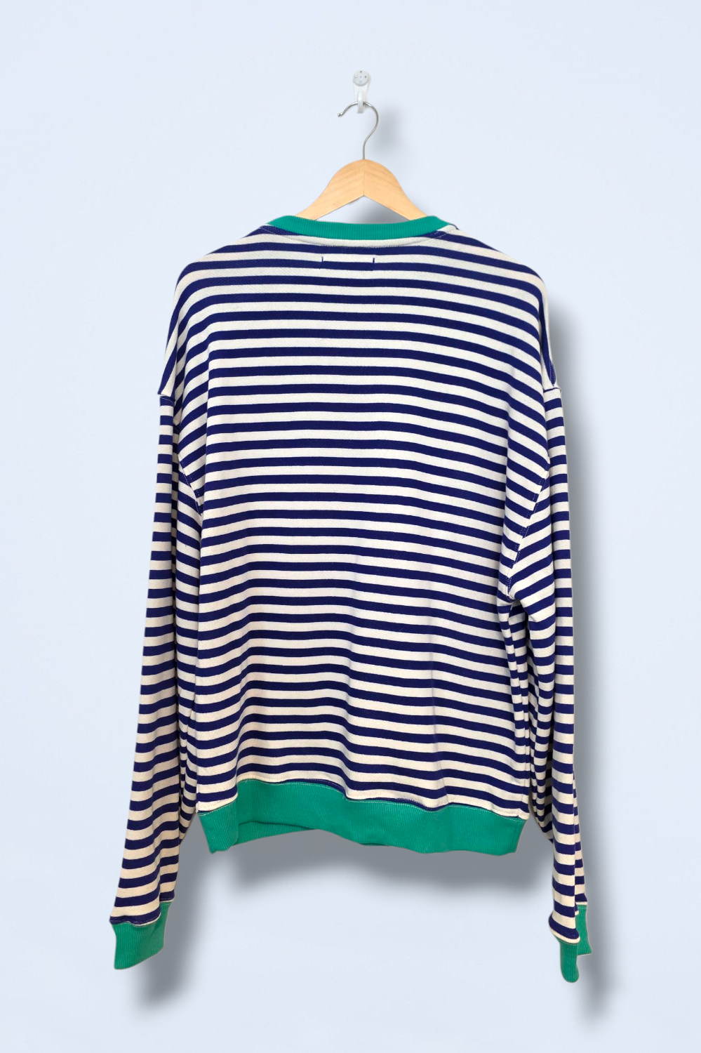 Blue White Green Striped Oversized Jumper Free People XS