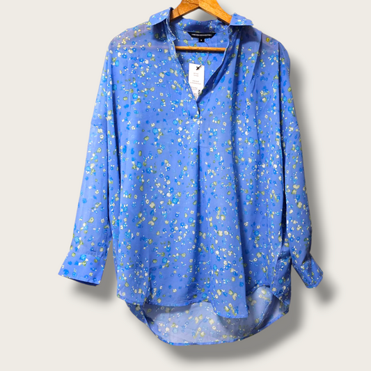 French Connection Blue Floral Blouse Small New