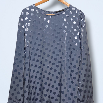 George – Size 18 – Blue Long-sleeved Blouse – Button Back – Polka Dot
