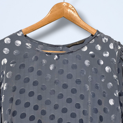 George – Size 18 – Blue Long-sleeved Blouse – Button Back – Polka Dot