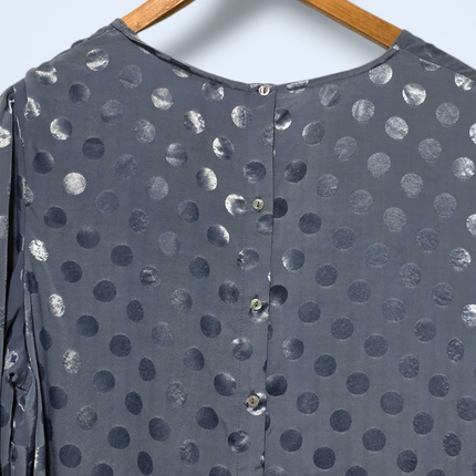 George – Size 18 – Blue Long-sleeved Blouse – Button Back – Polka Dot