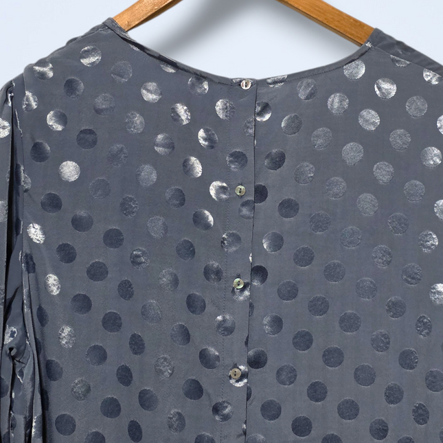 George – Size 18 – Blue Long-sleeved Blouse – Button Back – Polka Dot