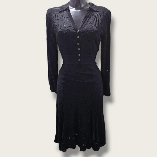 Black Crochet Detailed Button-down Dress Ghost Size Small