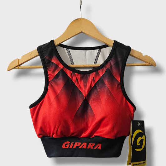 Gipara Black & Red Cropped Sports Bra – Size Small – BNWT