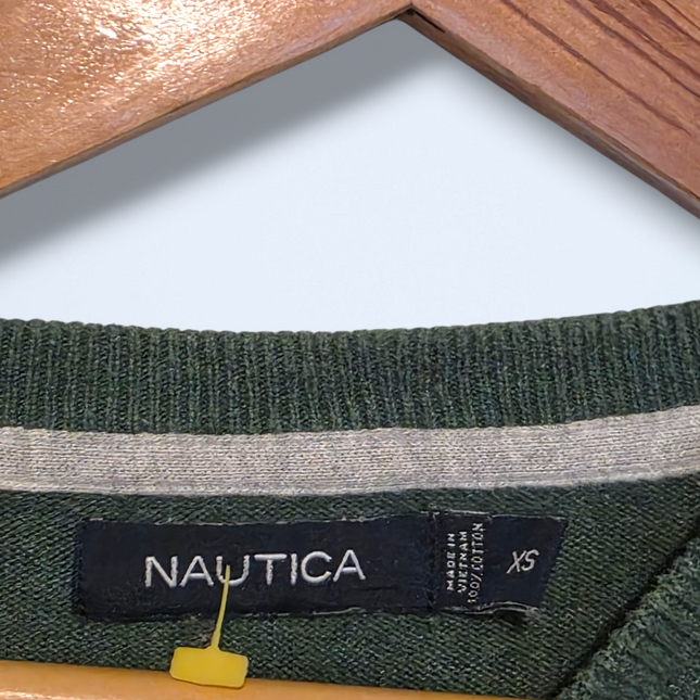 Green Long-sleeved Jumper Embroidered Logo Nautica Size XS