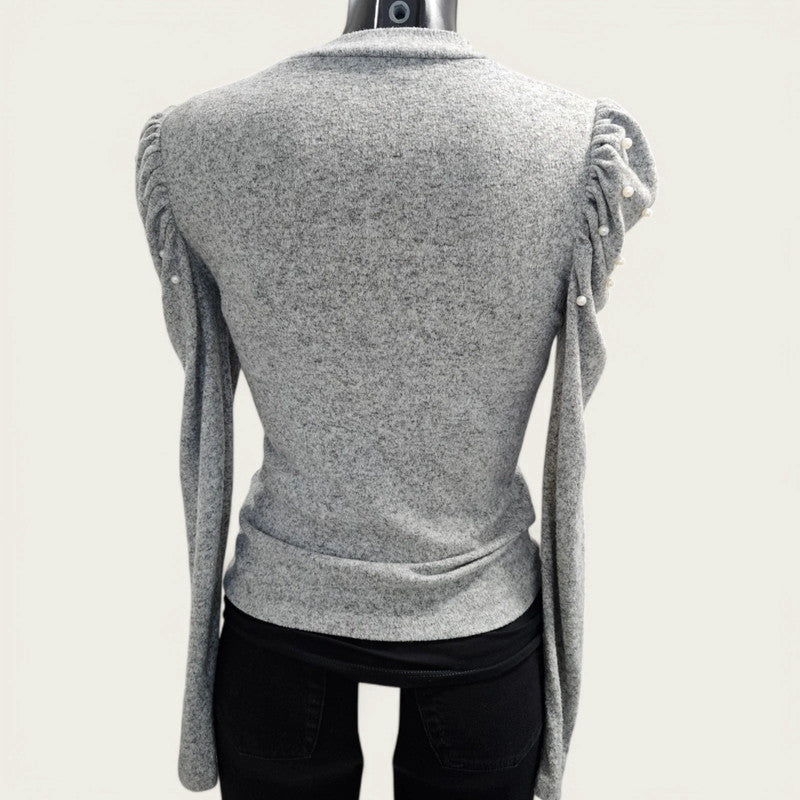 Grey Knitted Jumper Long-sleeved Size Small