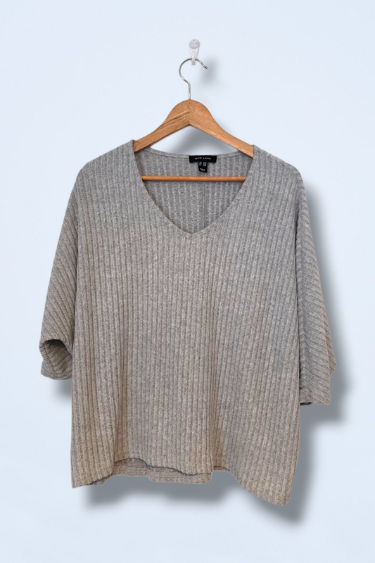 Grey Soft-touch Ribbed T-Short Short Sleeves Size S/M