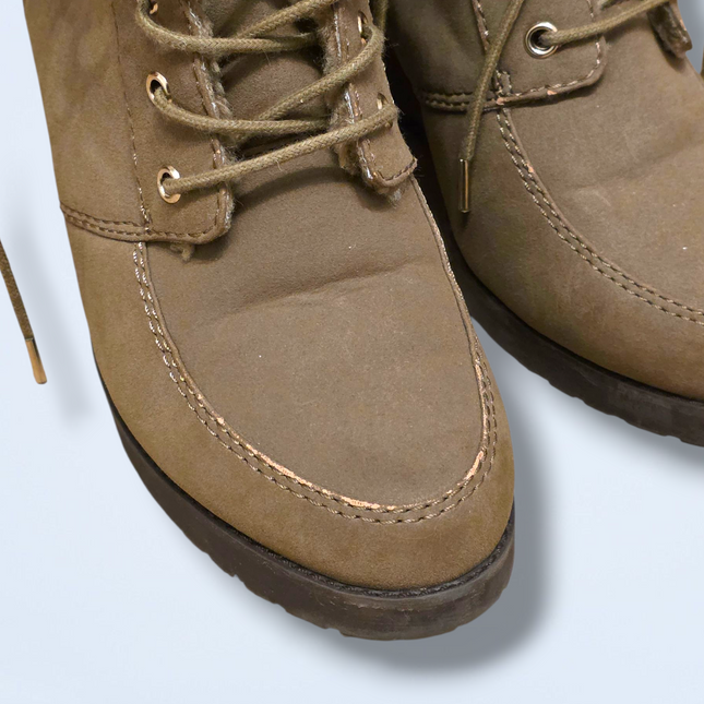 H&M Beige Fur-trim Lace Wedges Size UK 5