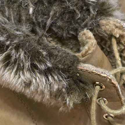 H&M Beige Fur-trim Lace Wedges Size UK 5