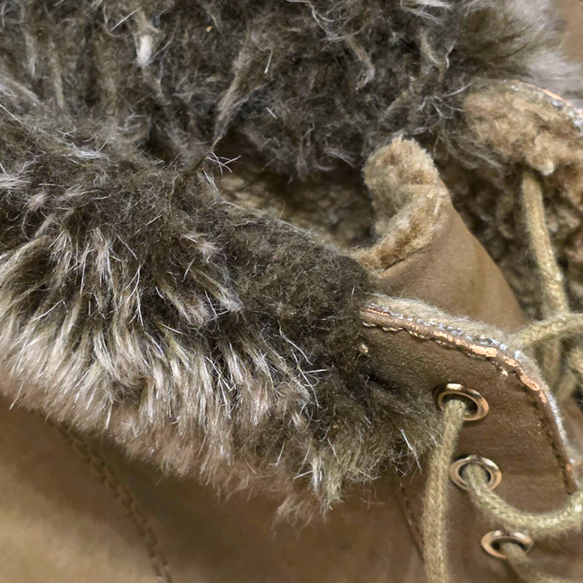 H&M Beige Fur-trim Lace Wedges Size UK 5