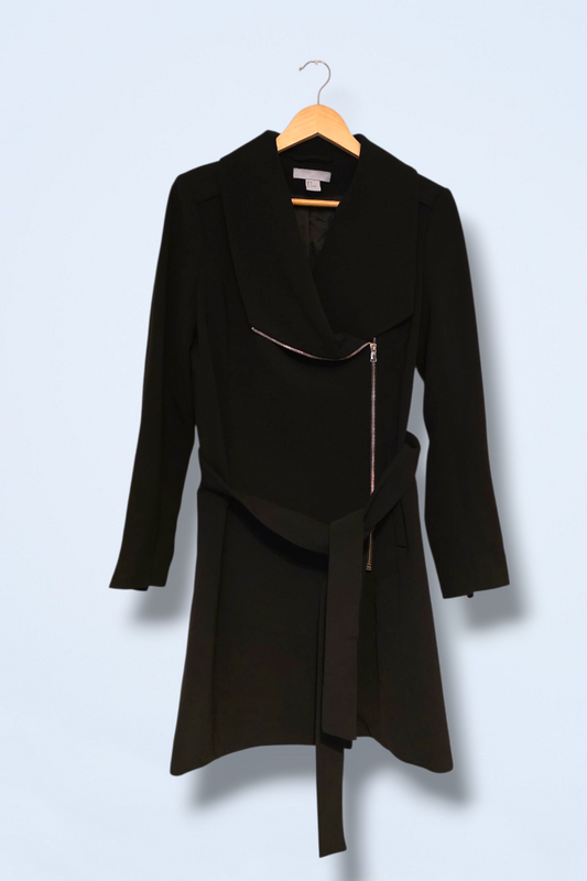 H&M Black Smart Casual Asymmetrical Zipped Coat Size 8