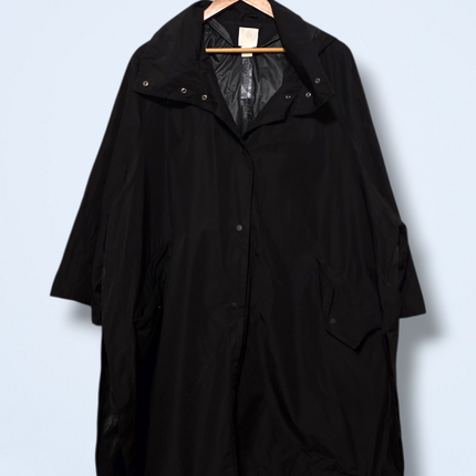 Black H&M Oversized M/L Poncho Raincoat Snap Button