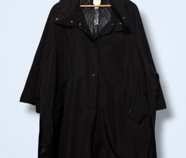 Black H&M Oversized M/L Poncho Raincoat Snap Button