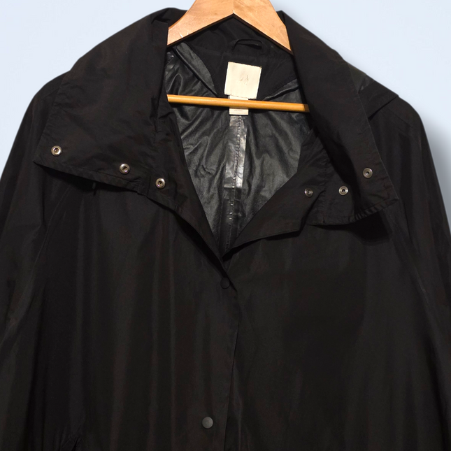 Black H&M Oversized M/L Poncho Raincoat Snap Button