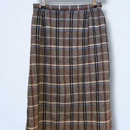 Handmade Plaid Vintage Lined Skirt Button & Zip Waist 28 in
