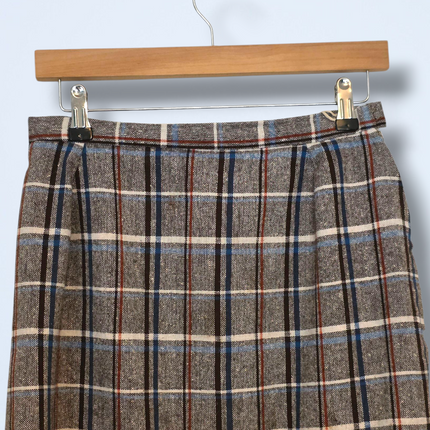 Handmade Plaid Vintage Lined Skirt Button & Zip Waist 28 in