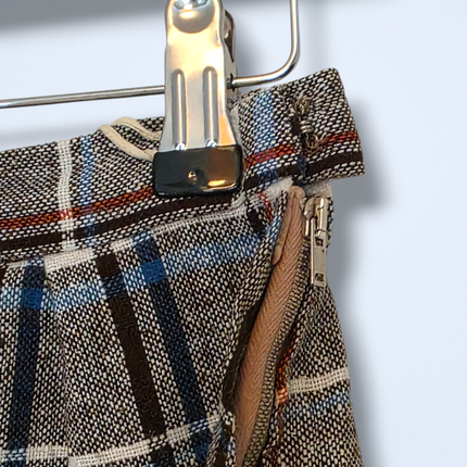 Handmade Plaid Vintage Lined Skirt Button & Zip Waist 28 in