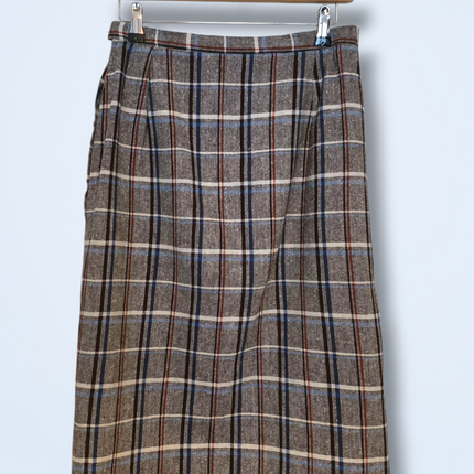 Handmade Plaid Vintage Lined Skirt Button & Zip Waist 28 in