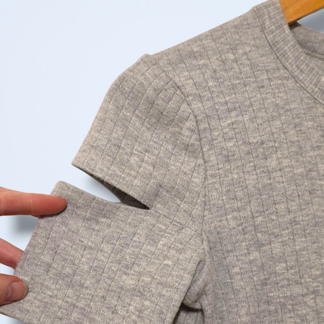 Grey Ribbed Helmut Lang Slash Sleeve Dress New Size XS