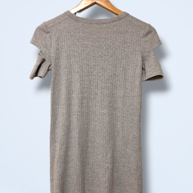 Grey Ribbed Helmut Lang Slash Sleeve Dress New Size XS