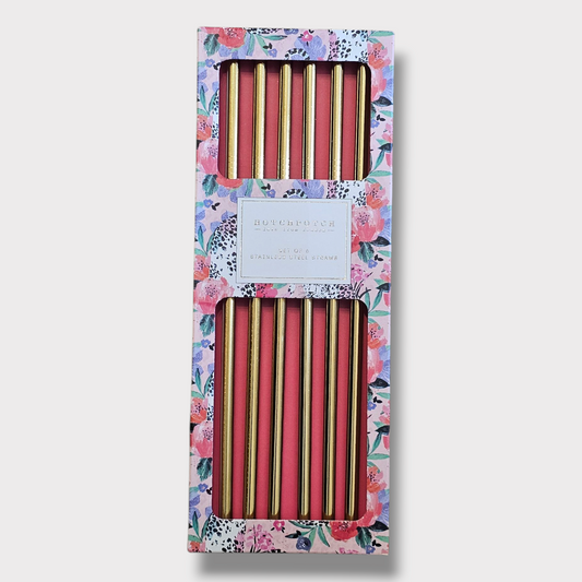 Hotchpotch Set of 6 Gold Stainless Steel Straws – Reusable – NIB – RRP £11.99