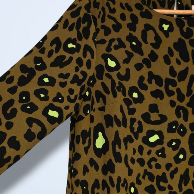 Hush Size 8 Khaki Animal Print Autumn Dress Polyester Blend