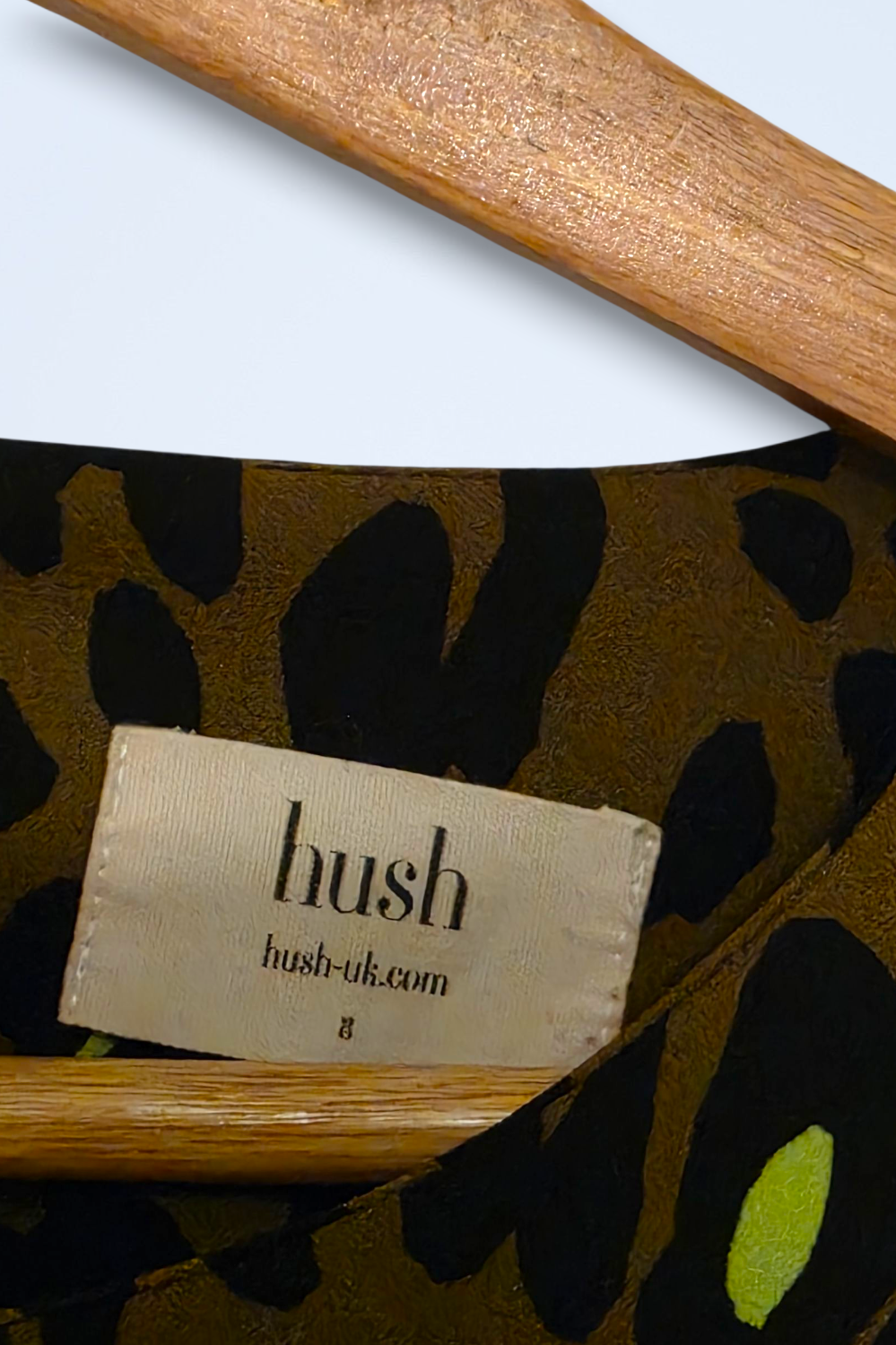 Hush Size 8 Khaki Animal Print Autumn Dress Polyester Blend