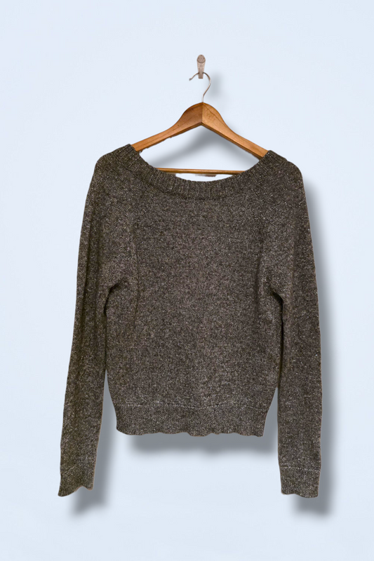 Grey Low Back Long Sleeved Hush Knitted Wool Blend Jumper Small