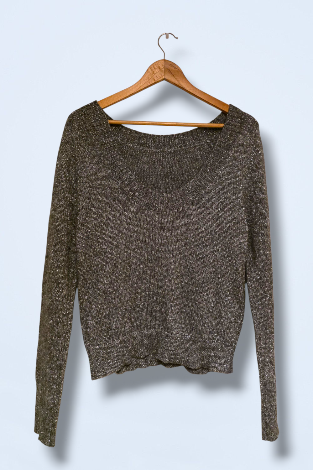 Grey Low Back Long Sleeved Hush Knitted Wool Blend Jumper Small